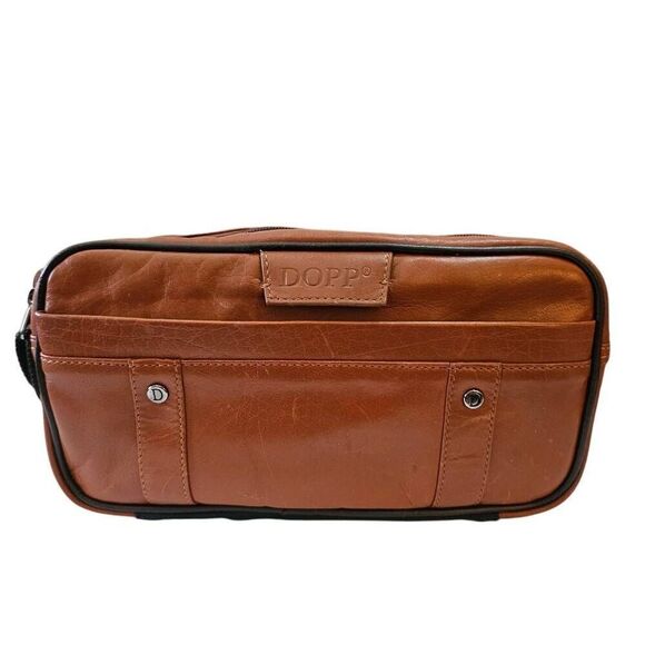 DOPP Leather Toiletry Bag Travel Kit Shaving Case For Men Women - Picture 1 of 11